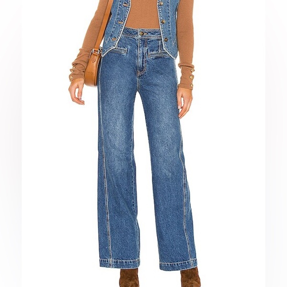 Free People Modern Meadow Denim Set PANTS ONLY Sz XS